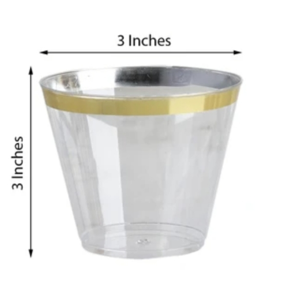 North Kings Party Supplies North Kings Gold Rim Plastic Cups 9 Oz 2